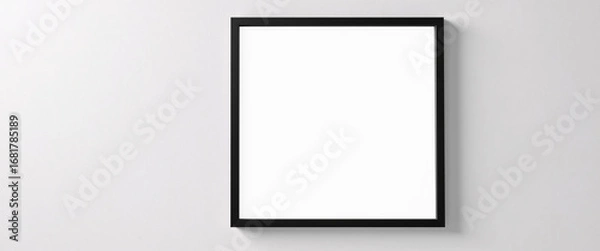 Fototapeta mock-up white poster with black frame, on loft background