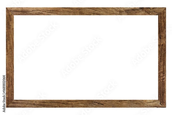 Fototapeta Horizontal blank vintage gilded frame with mat on a white background, old gold frame mockup