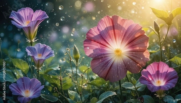 Fototapeta "Exploring the Background of Morning Glory and Dew: Their Ecological Roles, Symbolic Meanings, and Contributions to Plant Growth and Environmental Balance"
