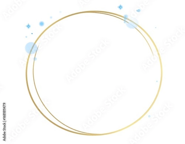 Obraz A delicate gold circle frame is embellished with light blue accents, creating a soft and airy design.