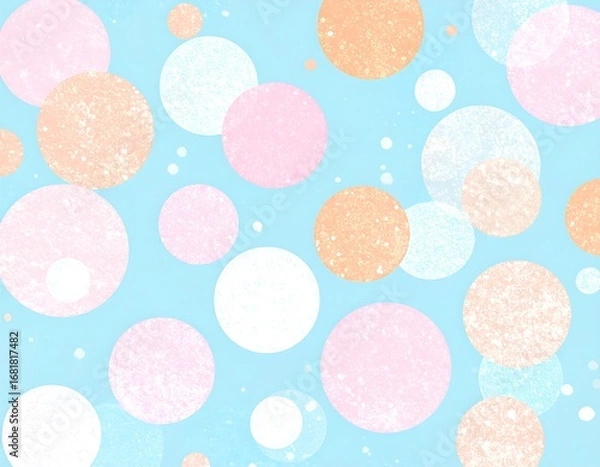 Obraz A cheerful pattern of textured circles in pastel shades against a light blue backdrop.