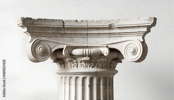 Obraz Ancient White Marble Ionic Column Capital Close-up