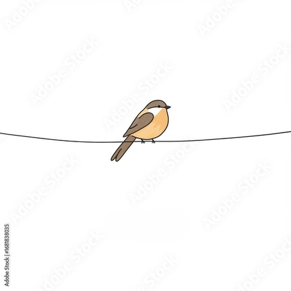 Obraz Small Bird Perching on a Wire