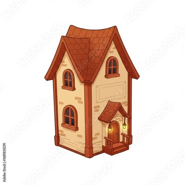 Obraz Charming Stone Cottage Illustration