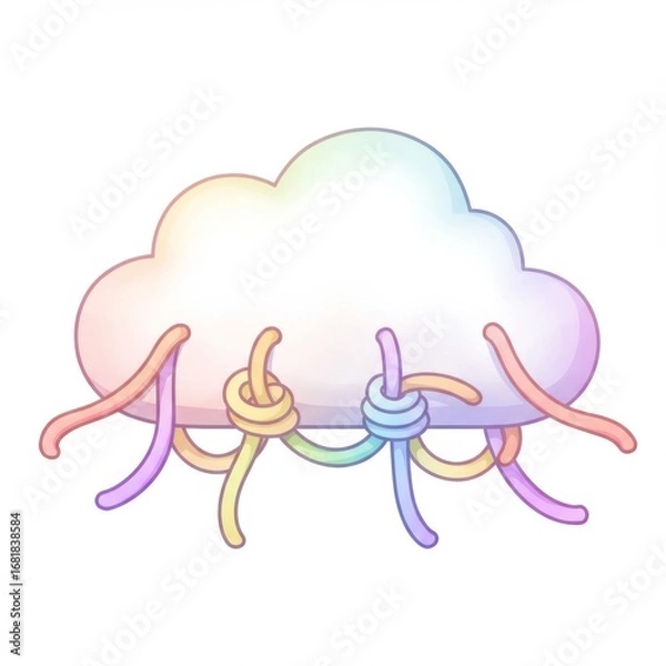 Obraz Rainbow Yarn Cloud Knot Illustration