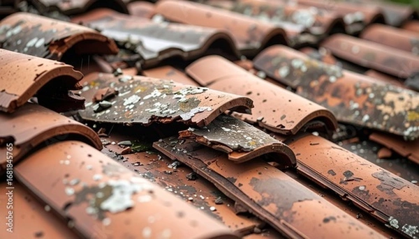 Obraz broken roof tiles