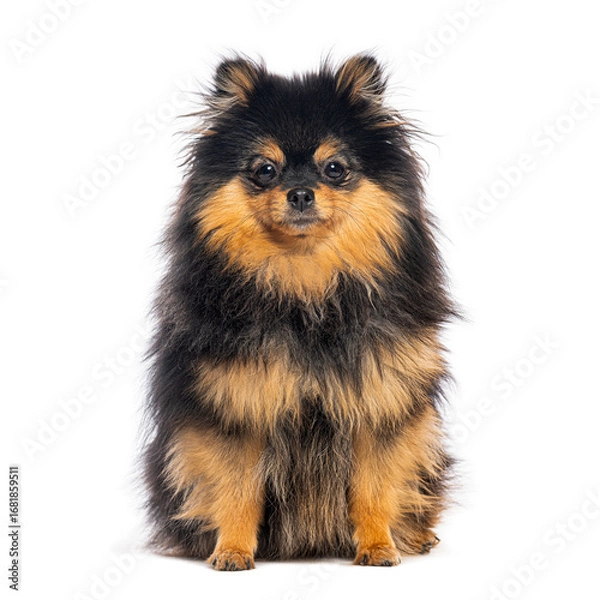 Obraz German spitz klein sitting and looking at camera on white background