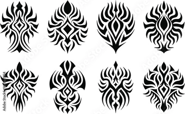 Fototapeta Tribal Tattoo Designs A Collection of Abstract and Ornamental Patterns for Artistic Expression