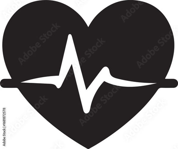 Obraz “Minimalist Vector Icon of a Heart with Electrocardiogram Line – Medical, Healthcare, and Wellness Symbol”