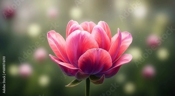 Fototapeta Close-up of a vibrant pink flower in full bloom with a soft, blurred background.
