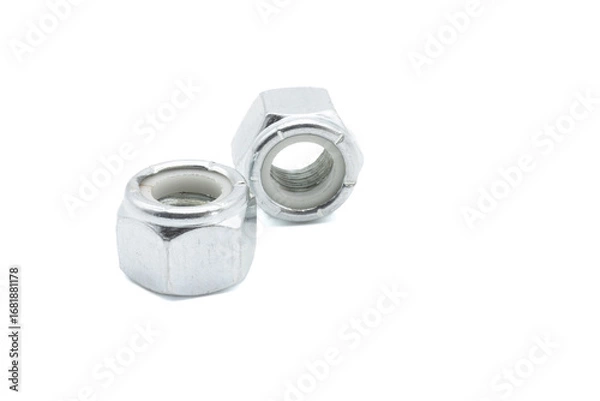 Fototapeta Lock nut with nylon insert on a white background	