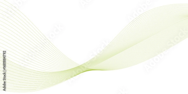 Fototapeta Abstract wavy lines graphic design background. A smooth, flowing abstract design with translucent, green lines creating a wave pattern on a transparent background.