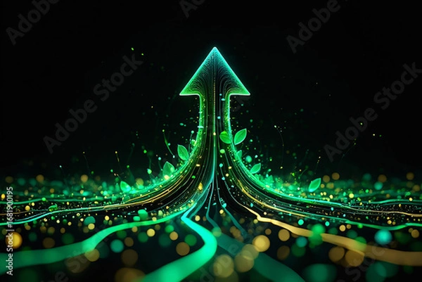 Fototapeta 3D abstract arrow sign showing growth and direction on a business concept background