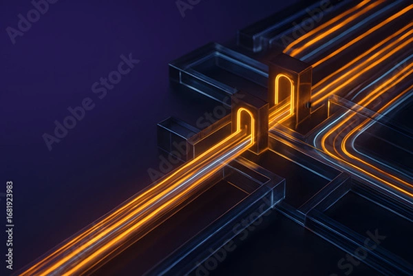 Fototapeta Abstract Data Governance with Interlocking Elements for Data Compliance and Management