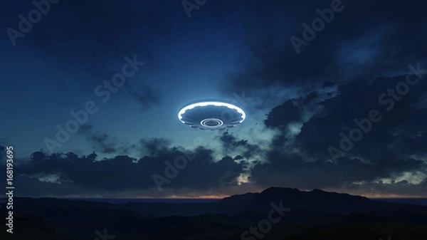 Obraz 3D UFO over the mountains