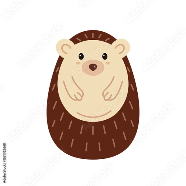 Obraz Cute hedgehog. Funny  forest animal. Childish flat vector illustration isolated on white.