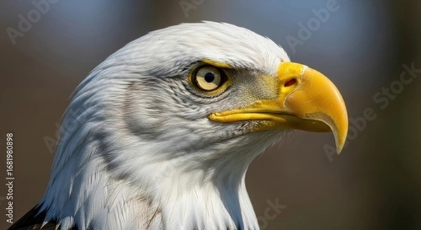 Fototapeta Majestic bald eagle profile with intense gaze and striking plumage
