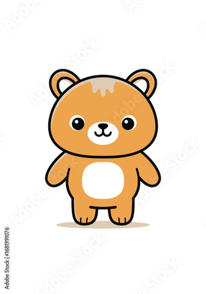 Fototapeta Delightful cartoon bear character illustration with charming rounded design