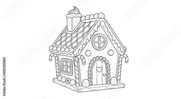 Obraz Gingerbread House Coloring Page Line Art