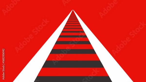 Obraz Straight Track Section Fading into Distance Vector Illustration