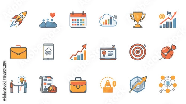 Fototapeta Shopping and e-commerce vector icons set for web design and business