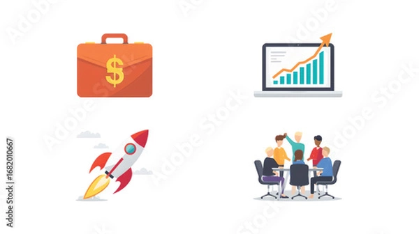Fototapeta Vector illustration of a business growth chart icon, symbolizing financial success and marketing strategy