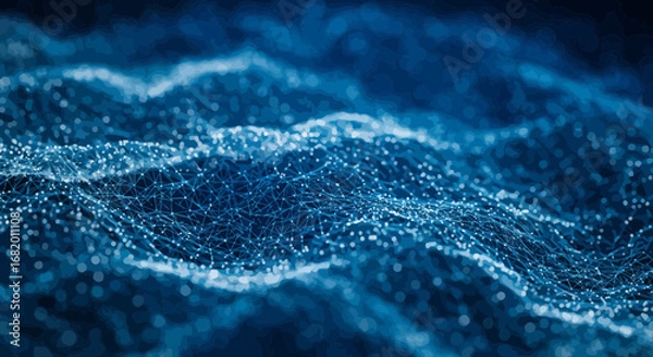 Fototapeta Abstract blue network background representing digital data and connection technology