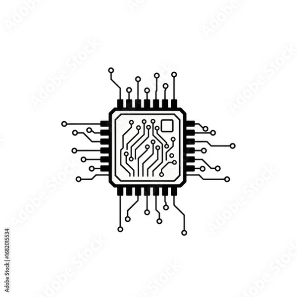 Obraz Closeup Detailed Microchip Circuitry Illustration.