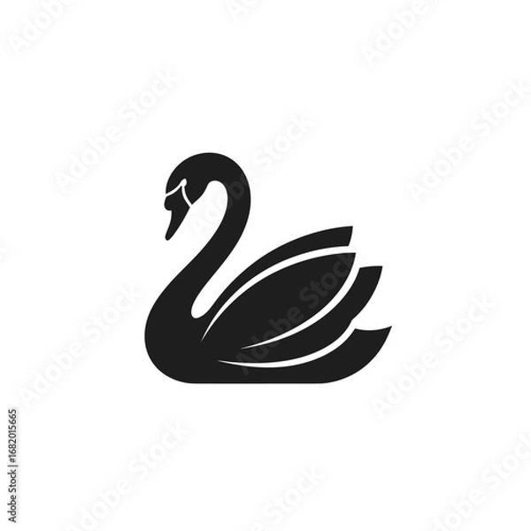 Obraz Elegant Black Swan Silhouette Logo Design.