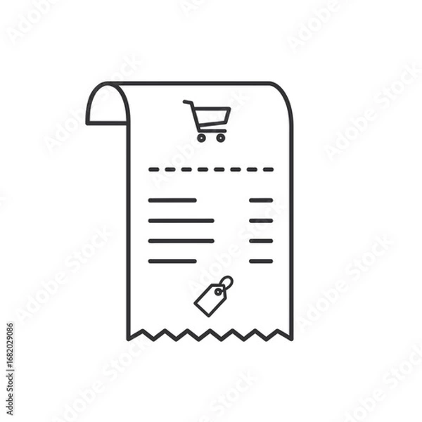 Fototapeta Shopping receipt icon with shopping cart and price tag.