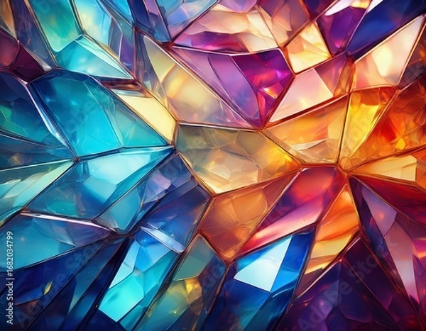 Fototapeta abstract crystalline texture with vibrant colors geometric pattern with shimmering glass shapes