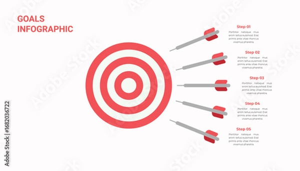 Fototapeta Goal infographic template design with 5 steps