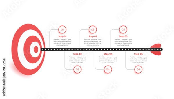 Fototapeta Business target infographic template design with 6 steps