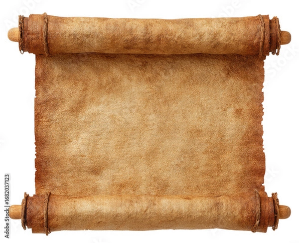 Obraz Ancient scroll, light brown parchment, rolled, empty