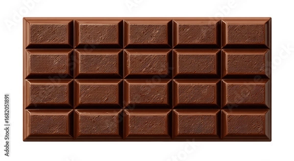 Obraz A dark chocolate bar, rectangular shape, divided into squares.  Its surface shows a slightly rough texture