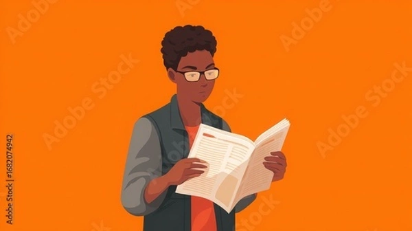 Fototapeta Person Reading in Clean Modern Setting