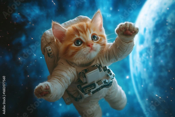 Fototapeta 子猫の宇宙飛行士