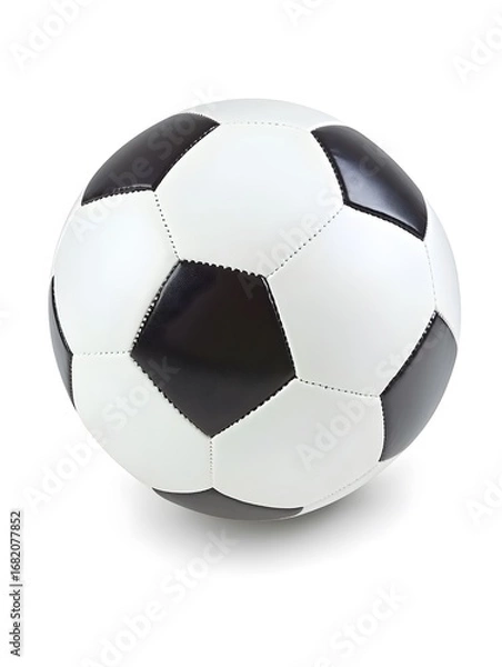 Fototapeta Black and White Leather Soccer Ball | Top Outdoor Activity and Sports Gear for Kickoff and Fitness