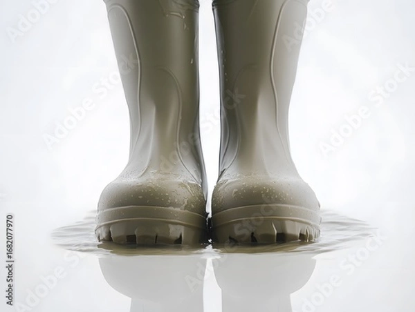 Fototapeta Durable Waterproof Footwear: Stylish Wellington Rubber Boots for Rainy Outdoor Work