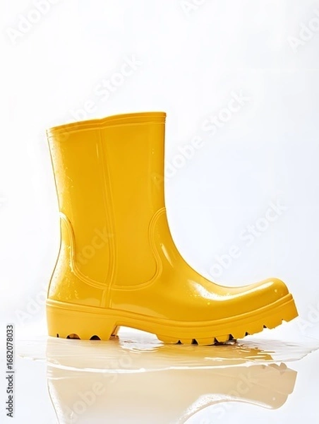 Fototapeta Bright Yellow Rubber Boots: Stylish Rain Footwear for Urban Fashion and Outdoor Adventures