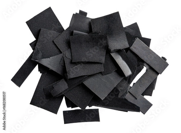 Fototapeta Pile of dark, fragmented, rectangular pieces