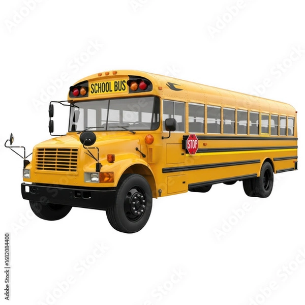 Fototapeta Yellow school bus isolated on transparent background