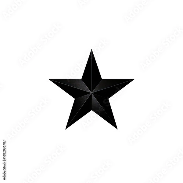 Fototapeta Dark, stylized star graphic against black background.  Sharp points radiate outward.  Slight shading suggests depth.  Minimalist design