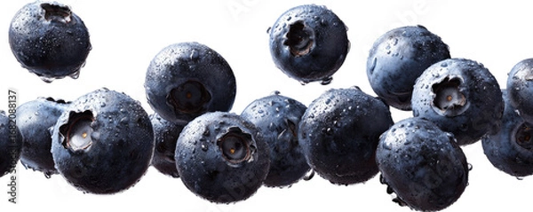 Fototapeta Close-up of fresh blueberries, glistening with water droplets (1)