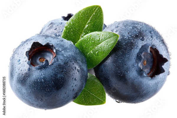 Fototapeta Close-up of fresh blueberries with leaves (6)
