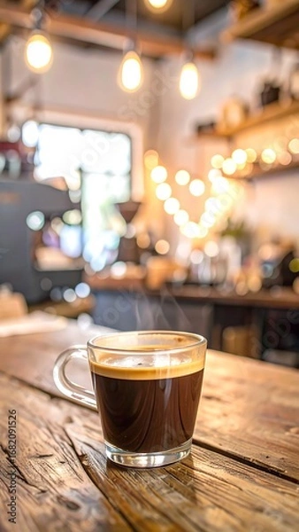 Obraz Coffee cup on rustic wooden table
