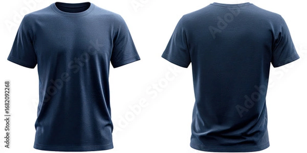 Fototapeta Front and back view of a navy blue t-shirt (3)
