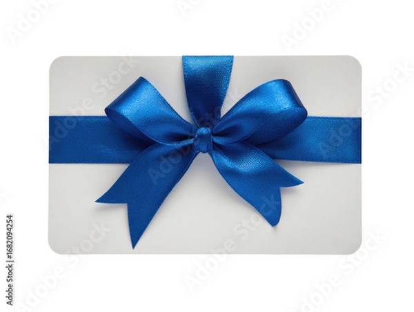 Fototapeta Gift card with a vibrant blue ribbon bow (2)