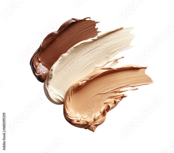 Fototapeta Three shades of foundation, swirled and layered,  displaying a range of skin tones