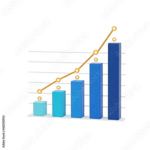 Fototapeta Growing bar chart isolated on transparent background